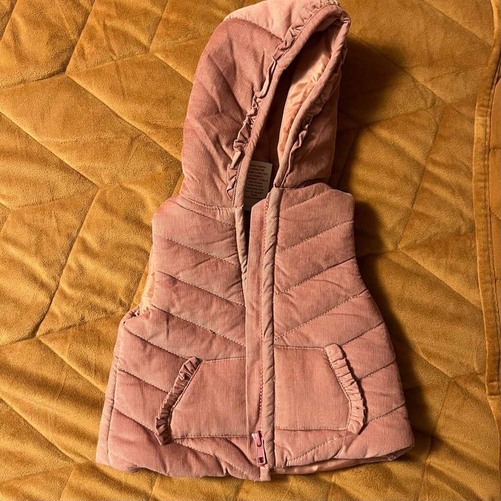 Quilted Pink Hooded Vest for Kids